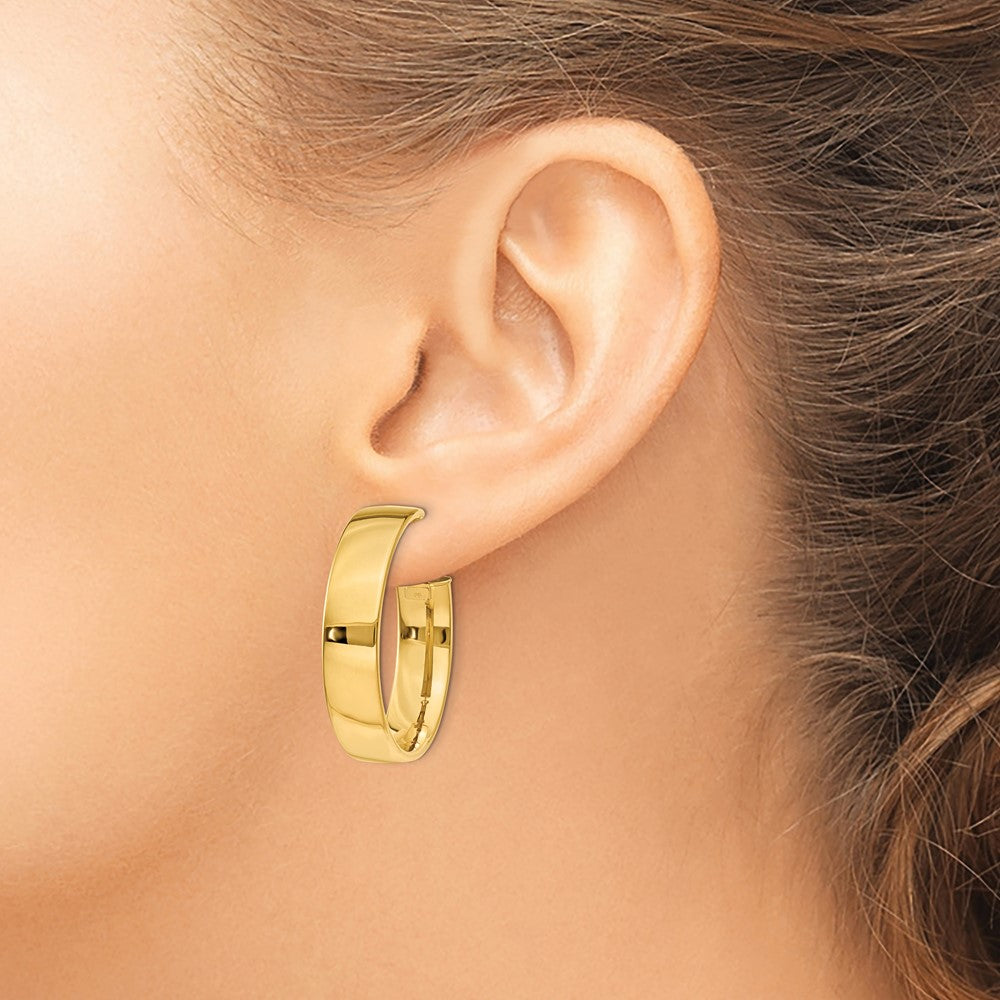 14k 6.75mm Large Omega Back Hoop Earrings