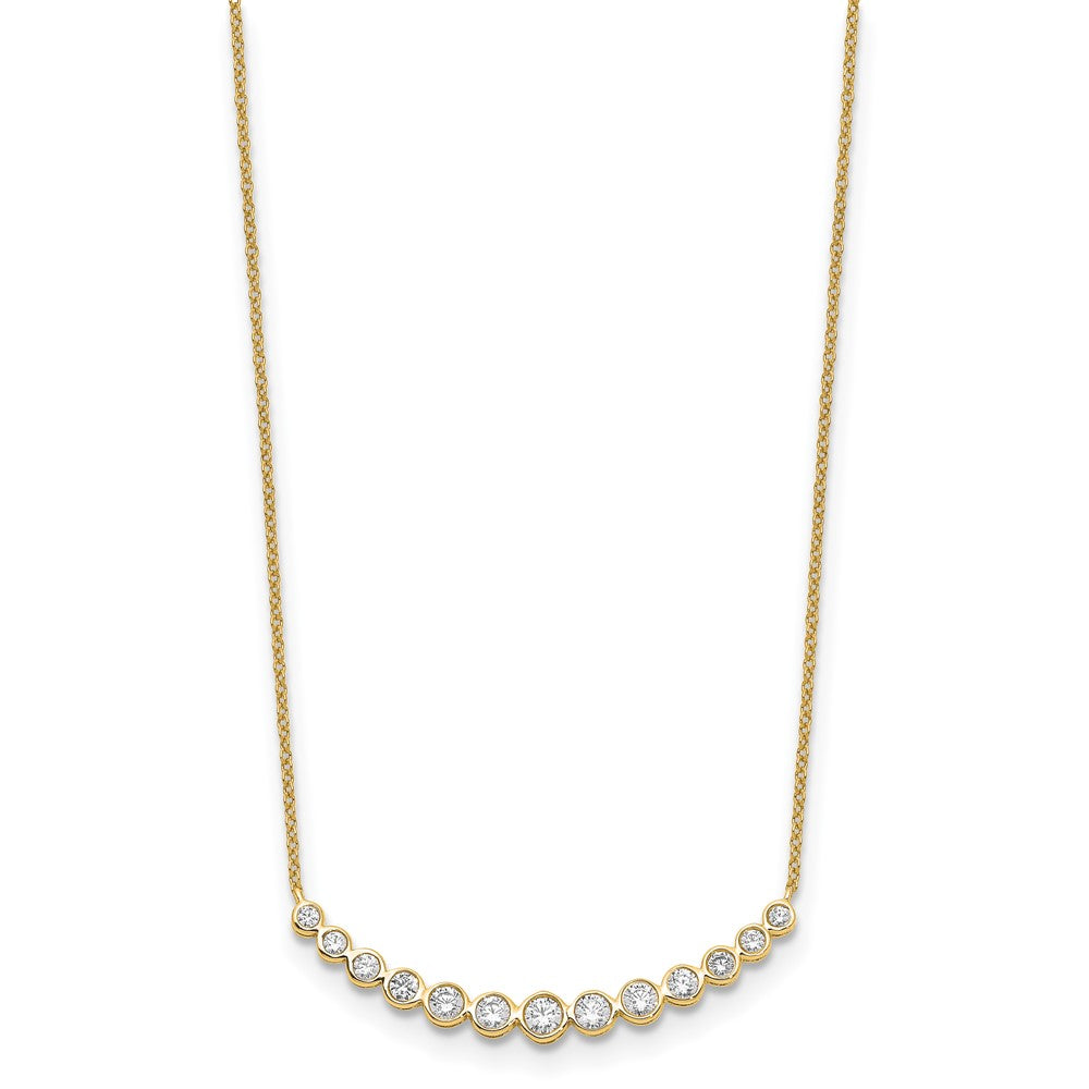 True Origin 14K 3/4 carat Lab Grown Diamond VS  D E F 18 inch Graduated Curved Bar Necklace