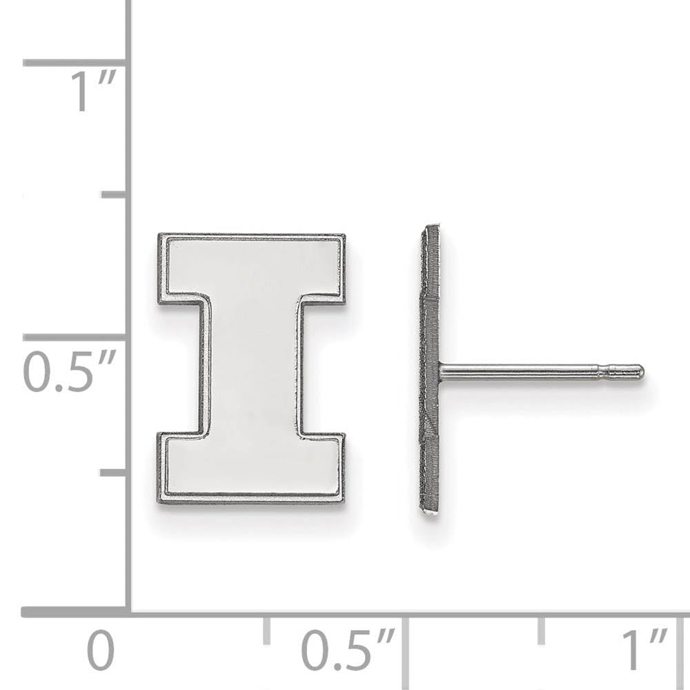 Sterling Silver Rhodium-plated LogoArt University of Illinois Letter I Small Post Earrings QSS009UIL