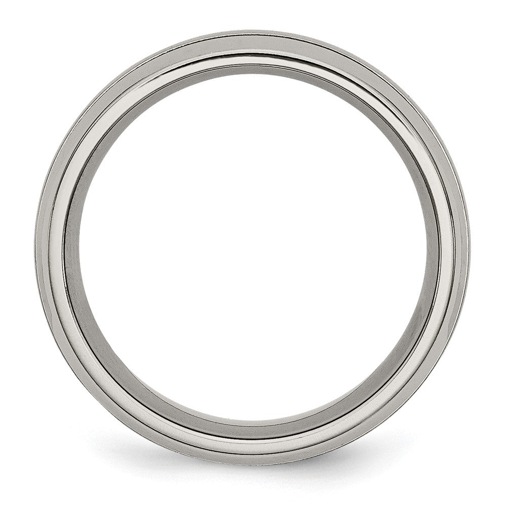 Titanium Brushed and Polished 8mm Grooved Band Size - 10.5
