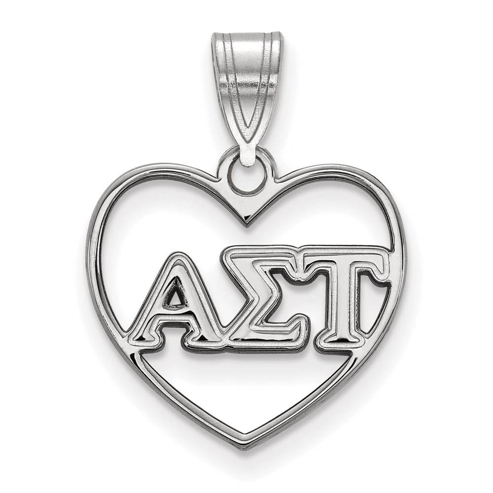 Sterling Silver Official Licensed Greek Sororities Alpha Sigma Tau (???) Heart Pendant