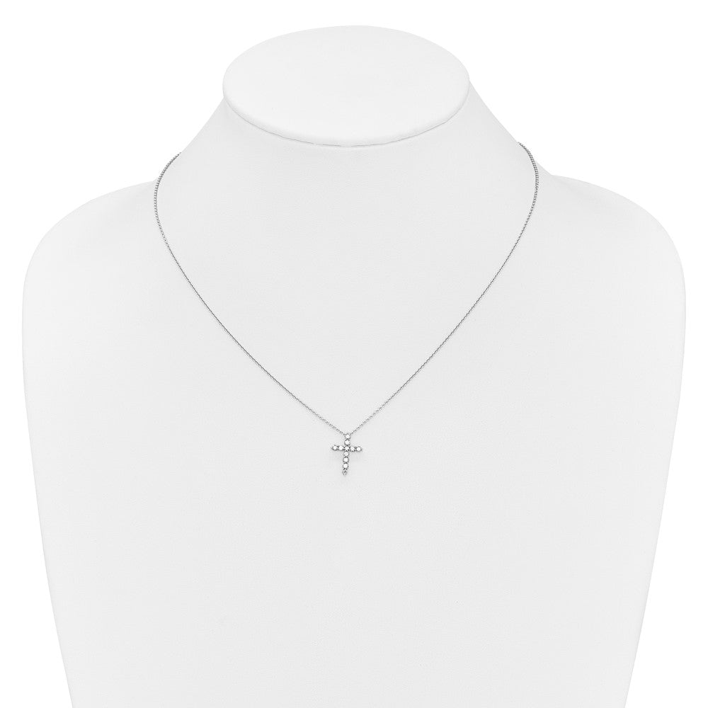 14k White Gold Diamond Cross 18 inch Necklace