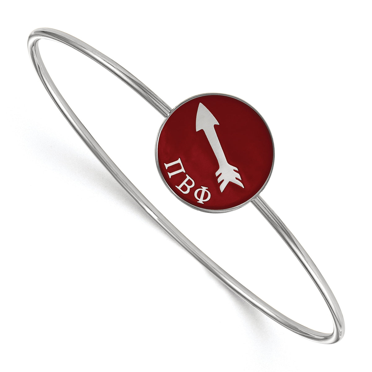 Sterling Silver Official Licensed Greek Sororities Pi Beta Phi (???) Enameled Slip-on Bangle