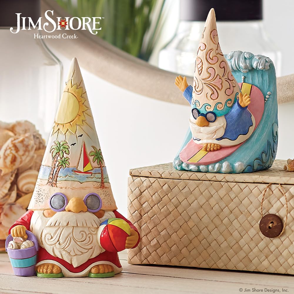Jim Shore 7.25 Inch Time For A Shell-Ebration! Resin Coastal Gnome Beachball 6012797