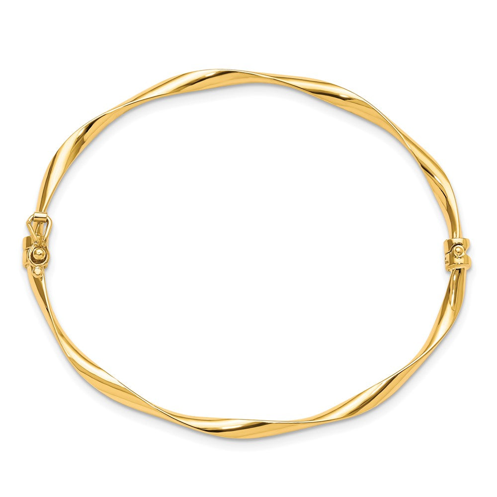 10K Polished Hinged Bangle 7  inches