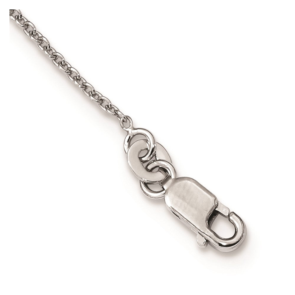 Brilliant Embers Sterling Silver Rhodium-plated 62 Stone 18 inch Micro Pav‚ Red and White CZ Heart Necklace with 2 Inch Extender 18 Inches