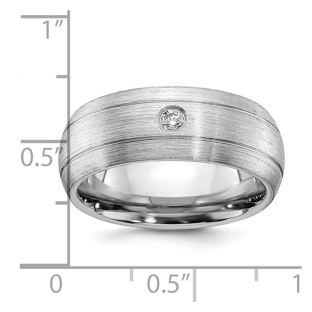 Cobalt Polished, Brushed & Grooved Diamond 8mm Men's Band