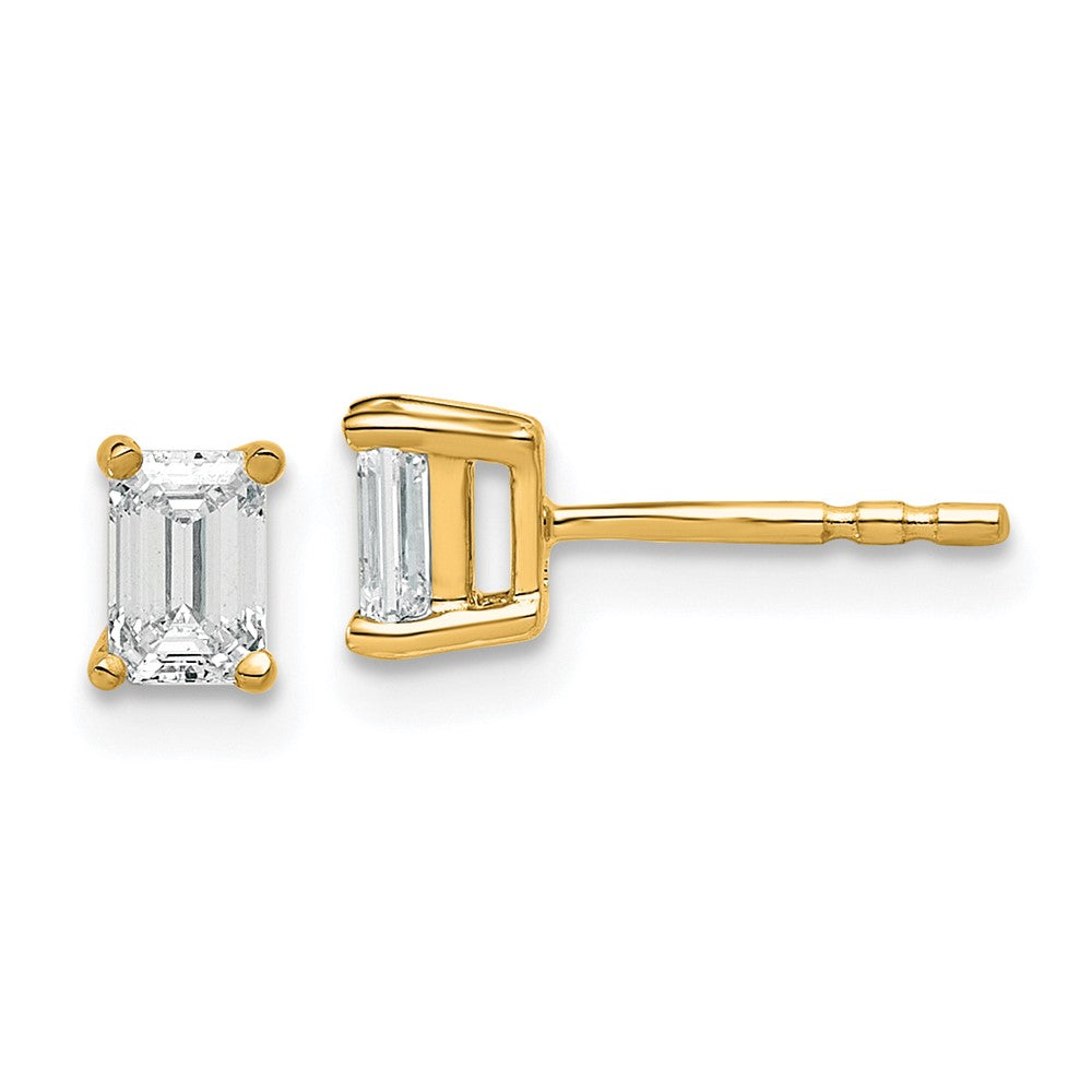 14k 5/8 carat Lab Grown Diamond VS/SI+ G+ Emerald Complete Four Prong Stud Earrings