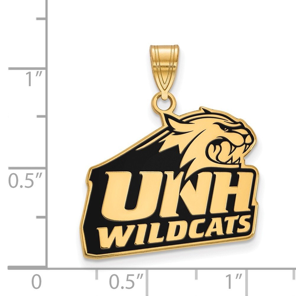 Sterling Silver w/ 14K Yellow Gold-Plated Official Licensed Collegiate University of New Hampshire (UNH) Large Enamel Pendant