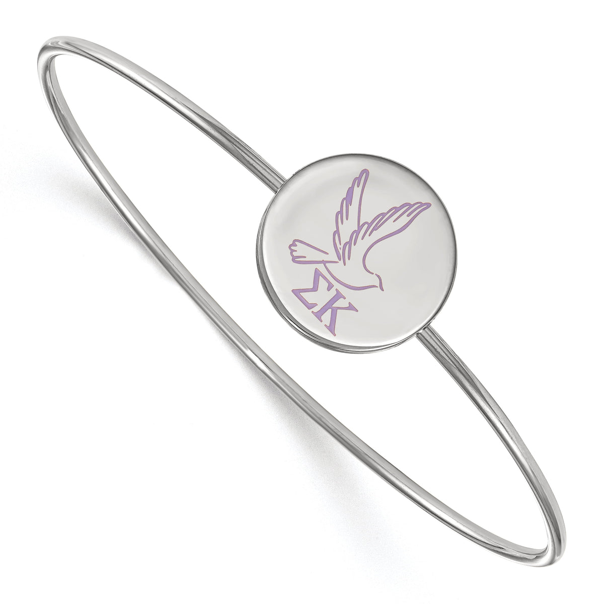 Sterling Silver Official Licensed Greek Sororities 7in Sigma Kappa (??) Enameled Slip-on Bangle