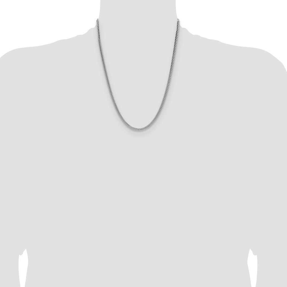 Sterling Silver Rhodium-plated 3.25mm Domed Curb Chain 22 Inches