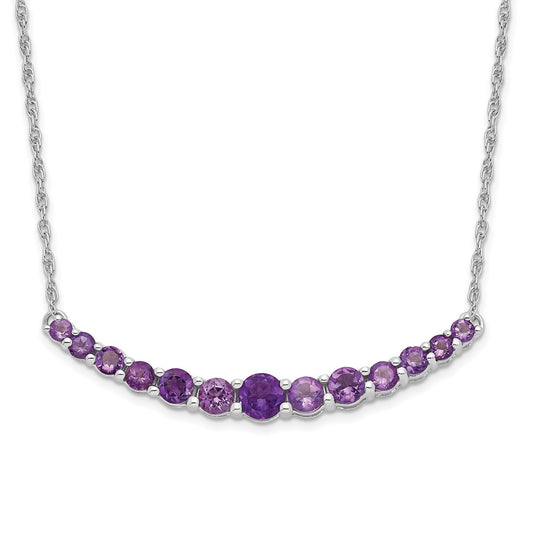 Sterling Silver Rhodium-plated Amethyst Pendant w/Necklace 18 Inches