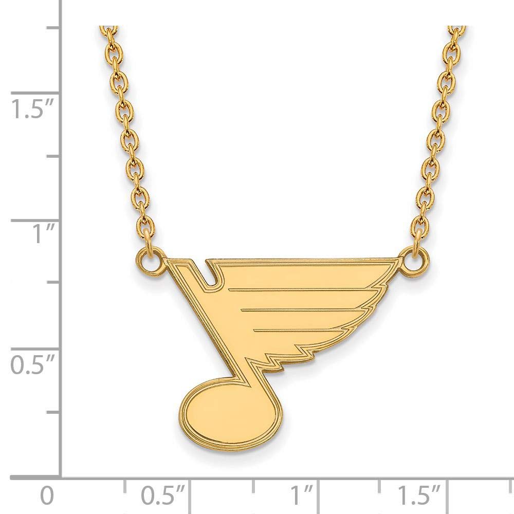 Sterling Silver Gold Plated NHL LogoArt St. Louis Blues Lg Pendant Necklace