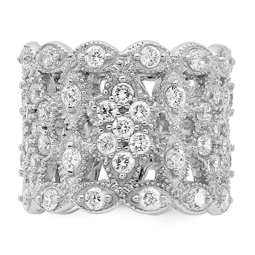 Cheryl M Sterling Silver Rhodium-plated Brilliant-cut CZ Multi-stone Ring