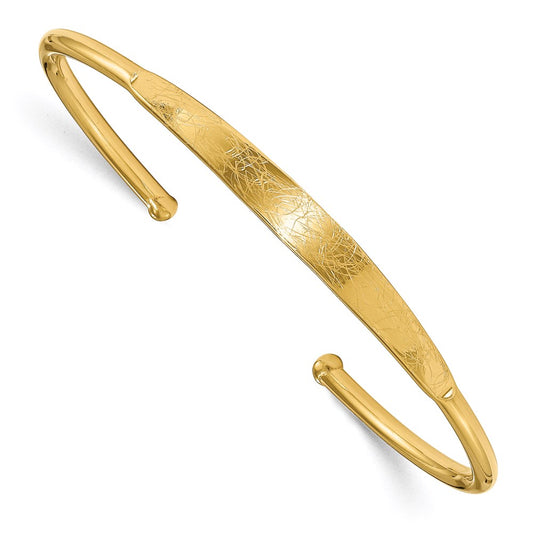 Sterling Silver Gold-plated Polished & Scratch Finish Cuff Bangle