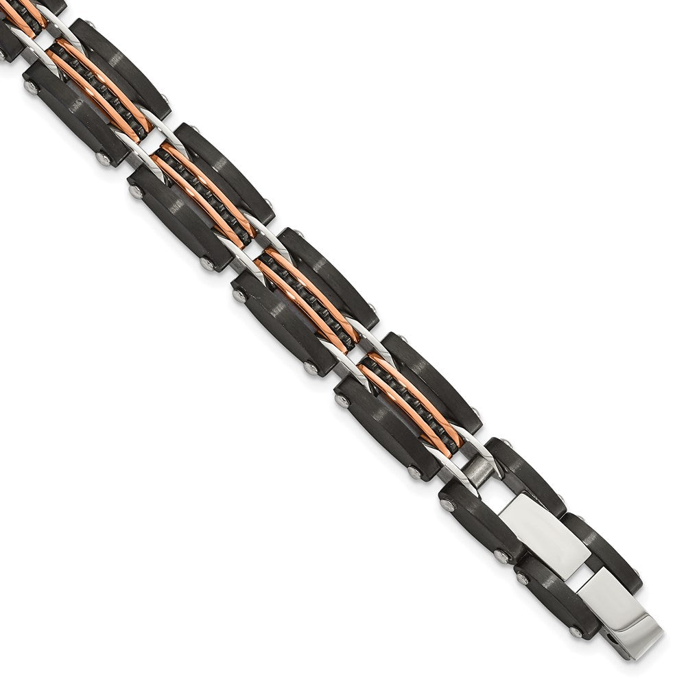 Stainless Steel Brushed/Polished Rose/Black IP Reversible w/.5in ext. Brace 7.25 inches