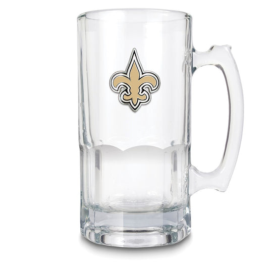 NFL New Orleans Saints Glass 32 ounce Macho Mug with Emblem
