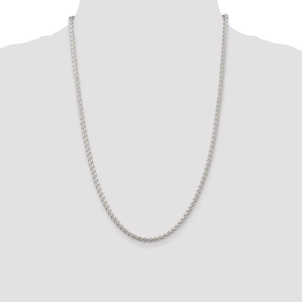 Sterling Silver 3mm Round Spiga Chain 24 Inches