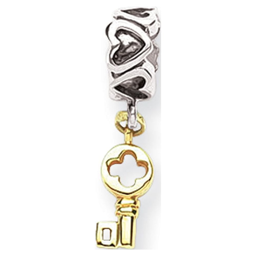 Sterling Silver & 14k Reflections Key Dangle Bead