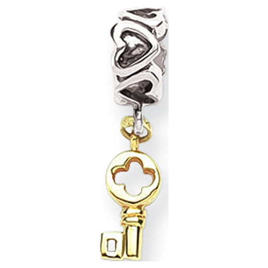 Sterling Silver & 14k Reflections Key Dangle Bead