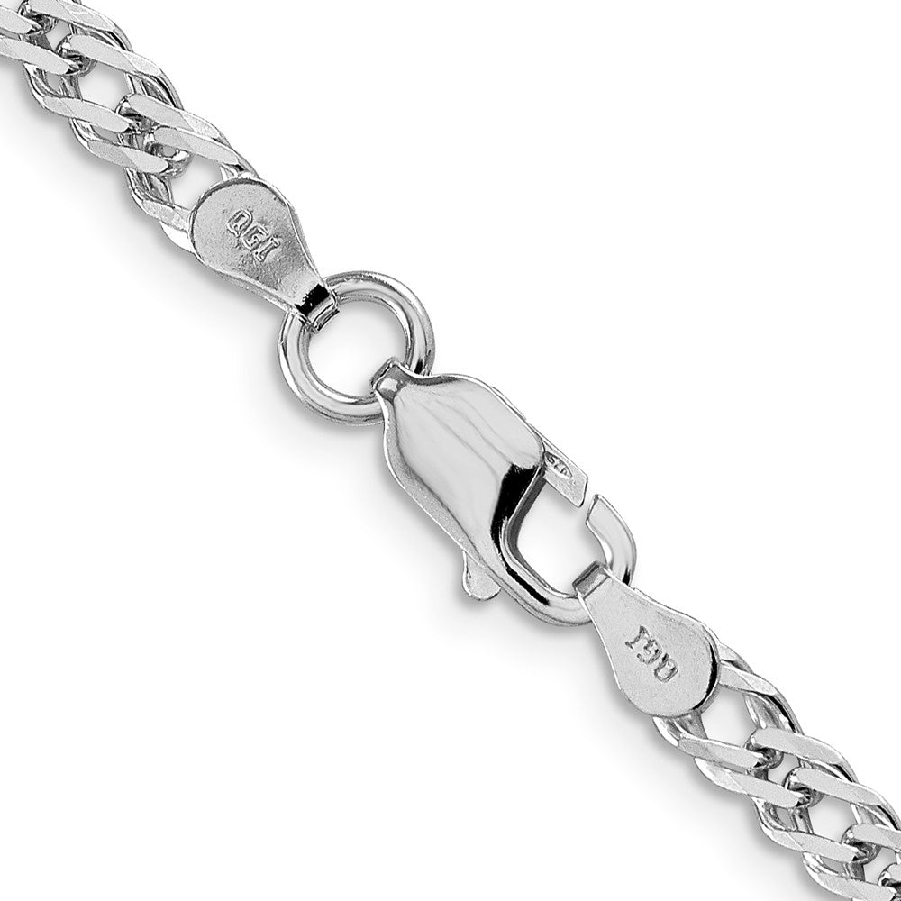 Sterling Silver Rhodium-plated 4mm Beveled Curb Chain 20 Inches
