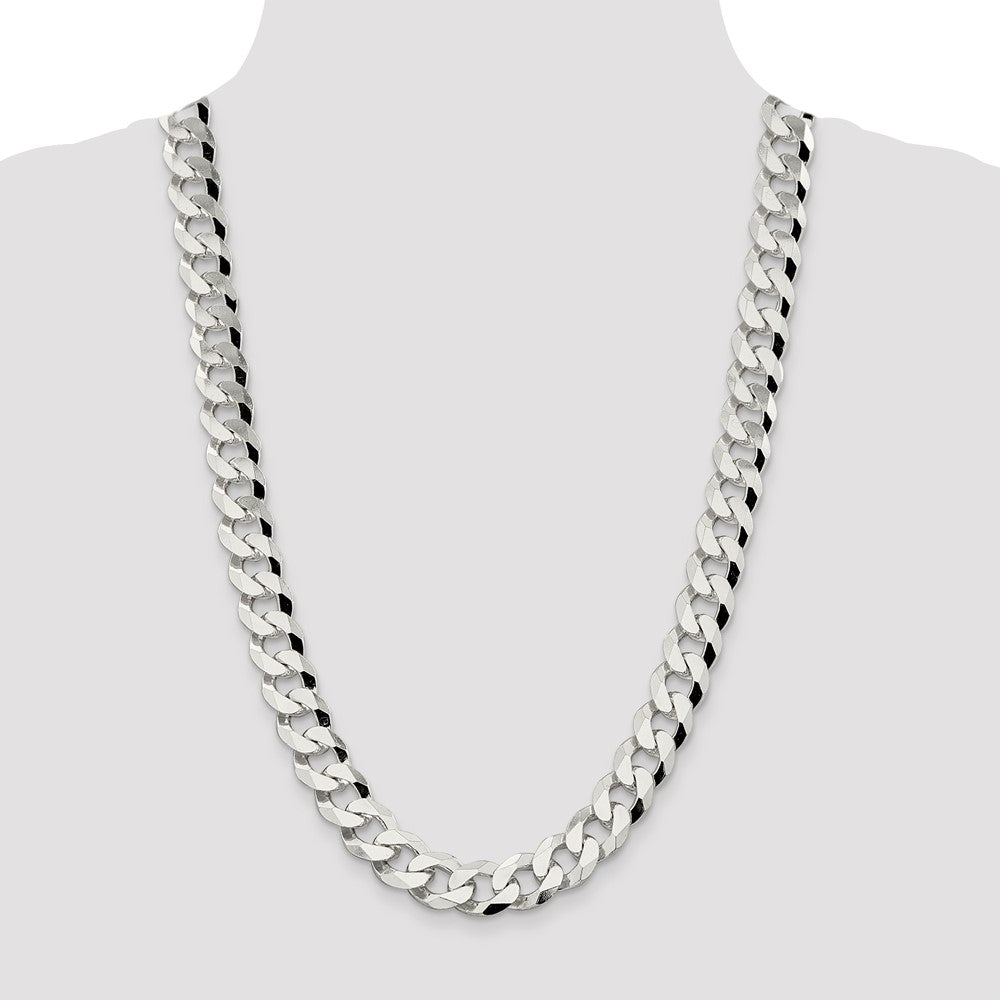 Sterling Silver 14mm Beveled Curb Chain 26 Inches