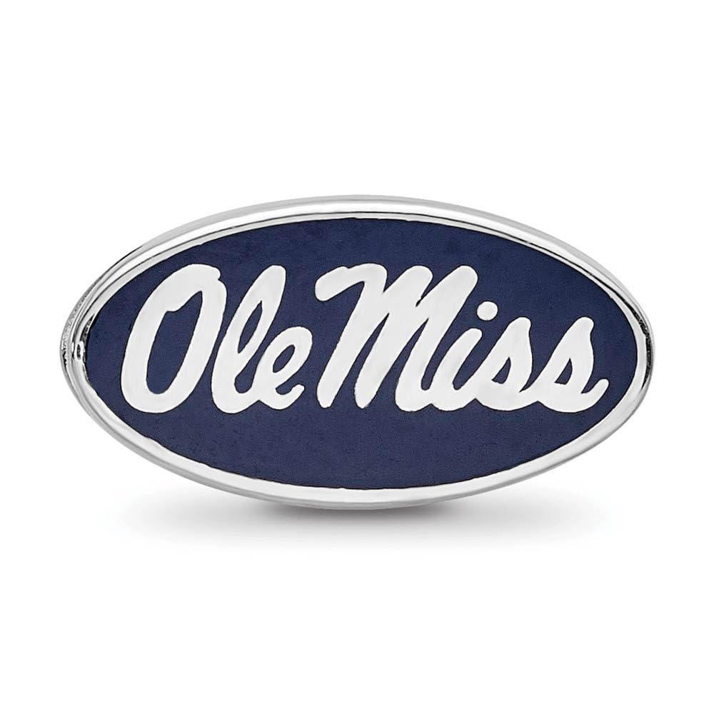Sterling Silver University of Mississippi Oval Enamel Bead Charm