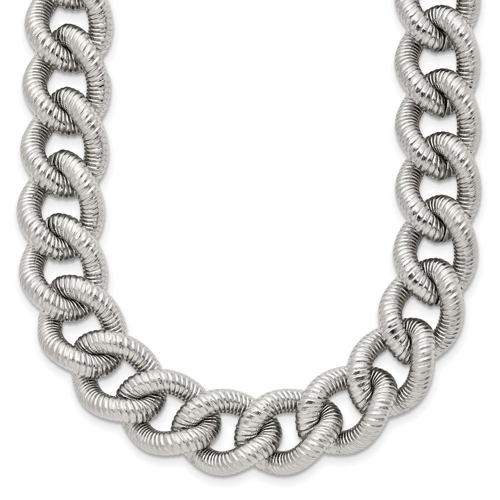Stainless Steel Polished and Textured 14.5mm 23.75in Curb Chain