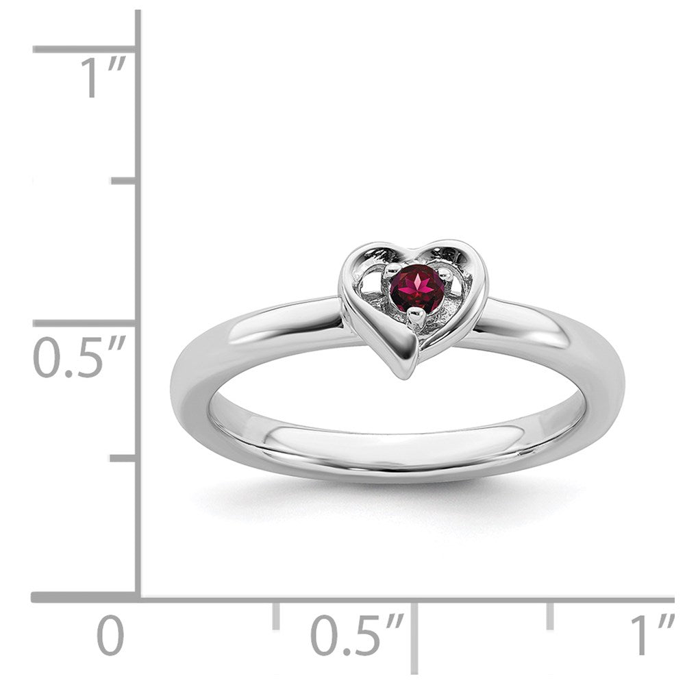 Sterling Silver Stackable Expressions Created Ruby Heart Ring Size -10