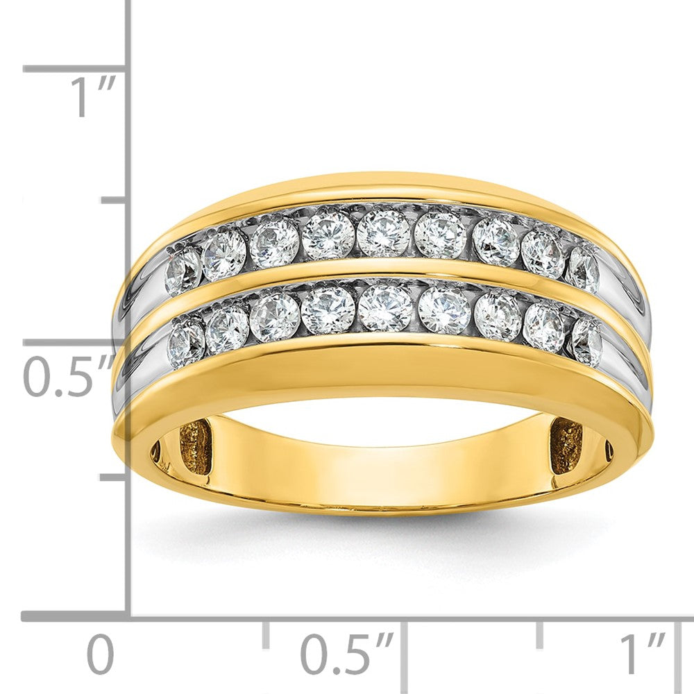 IBGoodman 10k with White Rhodium Men's Polished Two-Row 3/4 Carat A Quality Diamond Ring