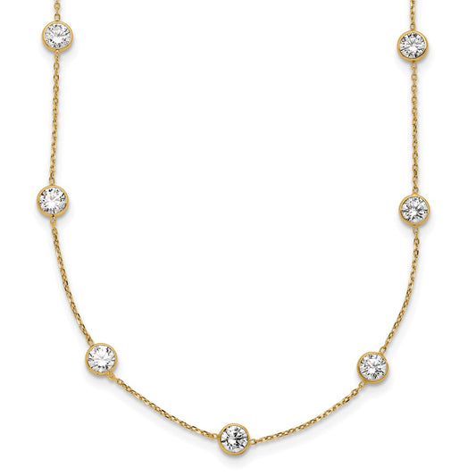 10K Polished CZ 9 Station Necklace