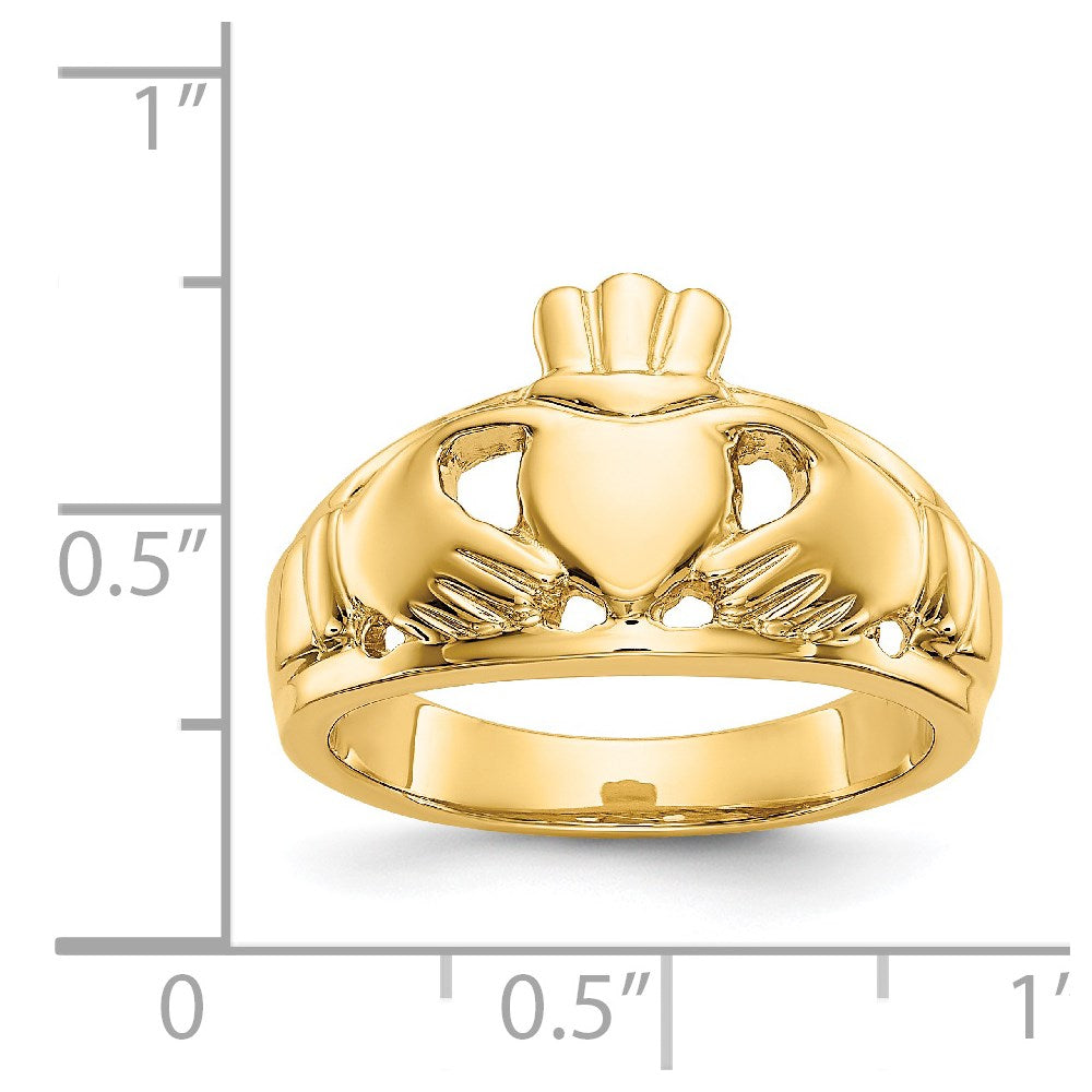 14k Polished Ladies Claddagh Ring Size 6