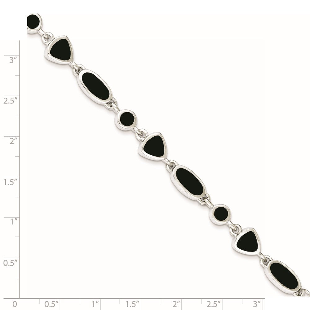 Sterling Silver Rhodium-plated Onyx Bracelet 8 inches