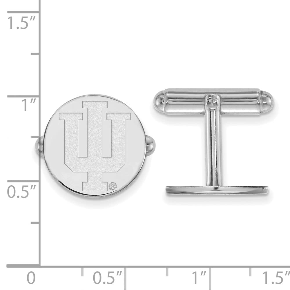 Sterling Silver Rhodium-plated LogoArt Indiana University I-U Cuff Links QSS012IU
