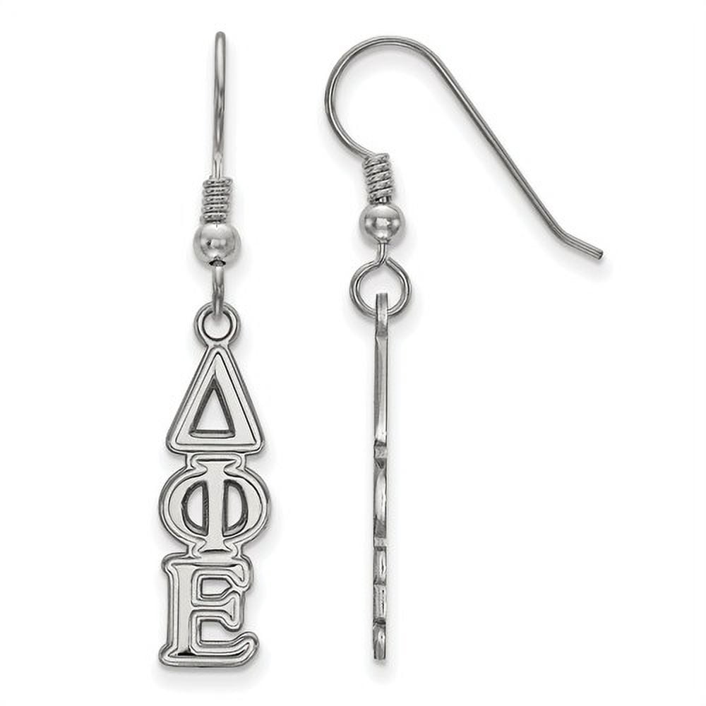 Sterling Silver Official Licensed Greek Sororities Delta Phi Epsilon (???) Dangle Medium Earrings
