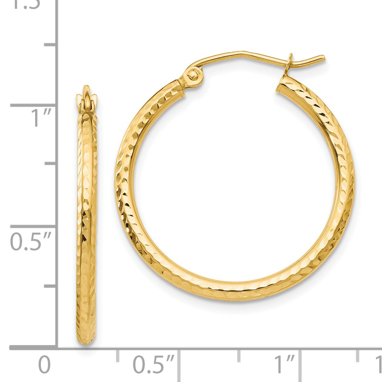 14 Karat Yellow Gold Diamond-Cut 2mm Round Tube Ho