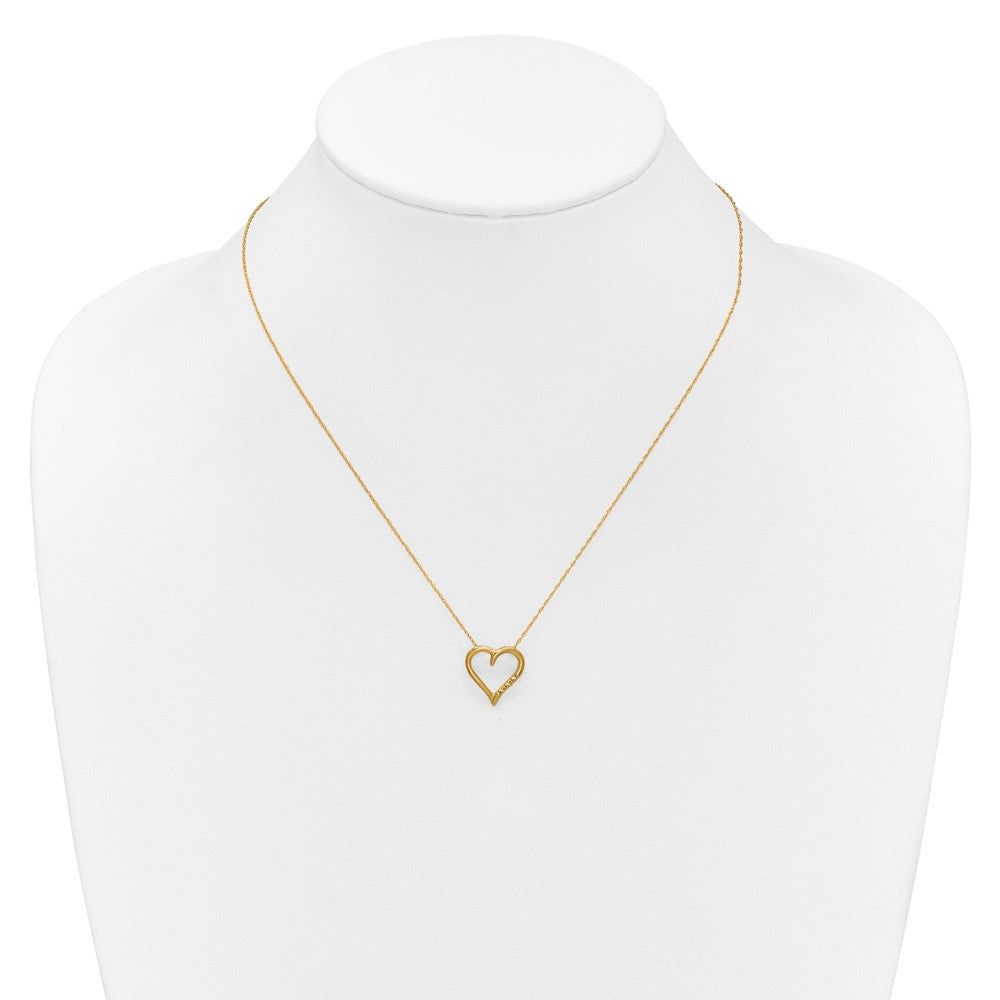 W/ chain,10K YG heart pendant, 3 - .005 Rd Dias - Dias:S43