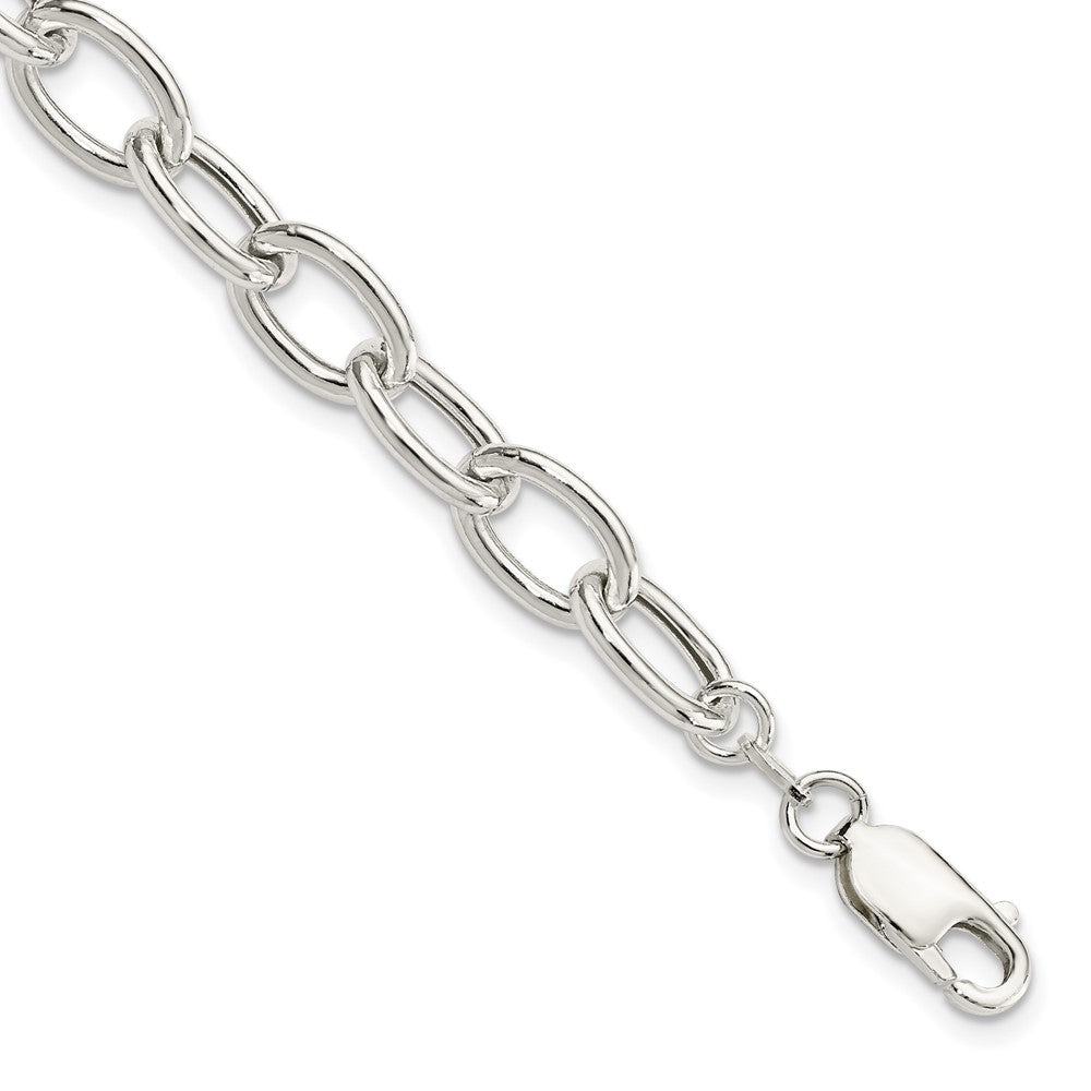 Sterling Silver Open Link Cable 8.50mm Bracelet 7.5 inches