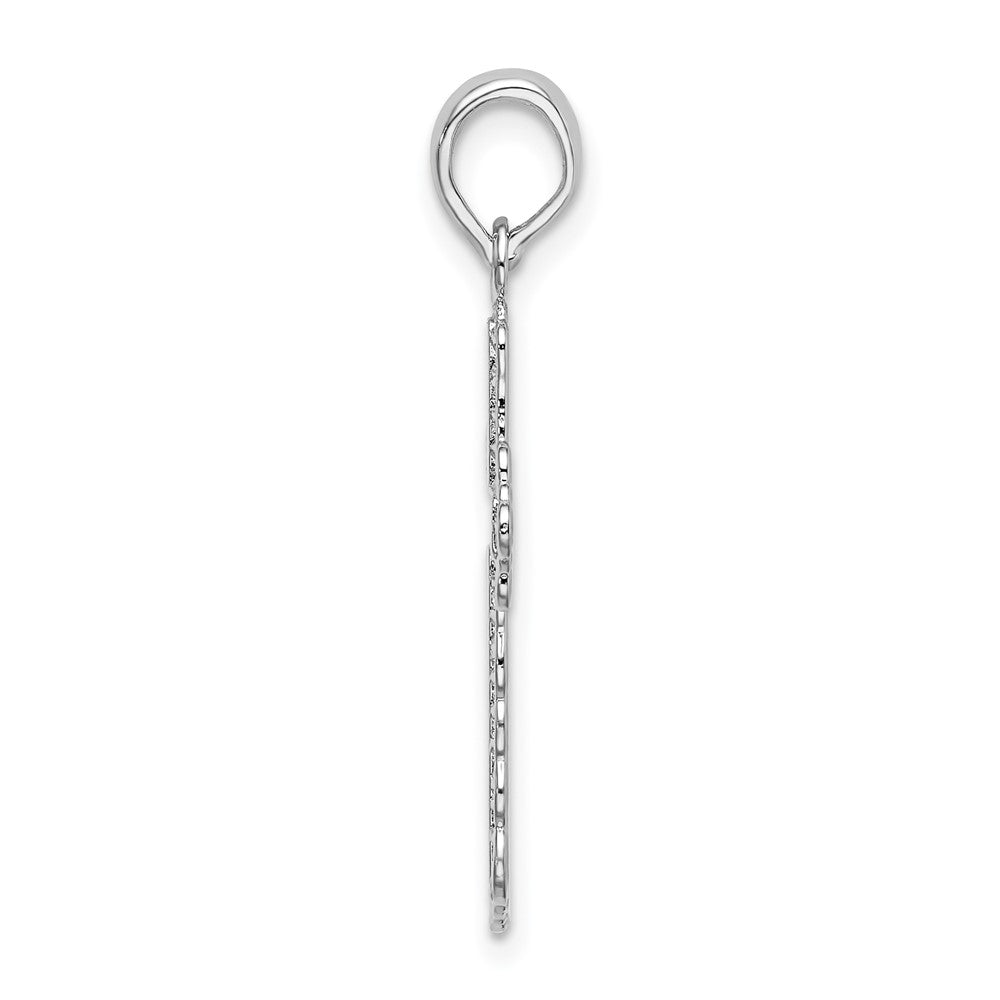 De-Ani Sterling Silver Rhodium-Plated Polished Lace-edge Cross Pendant
