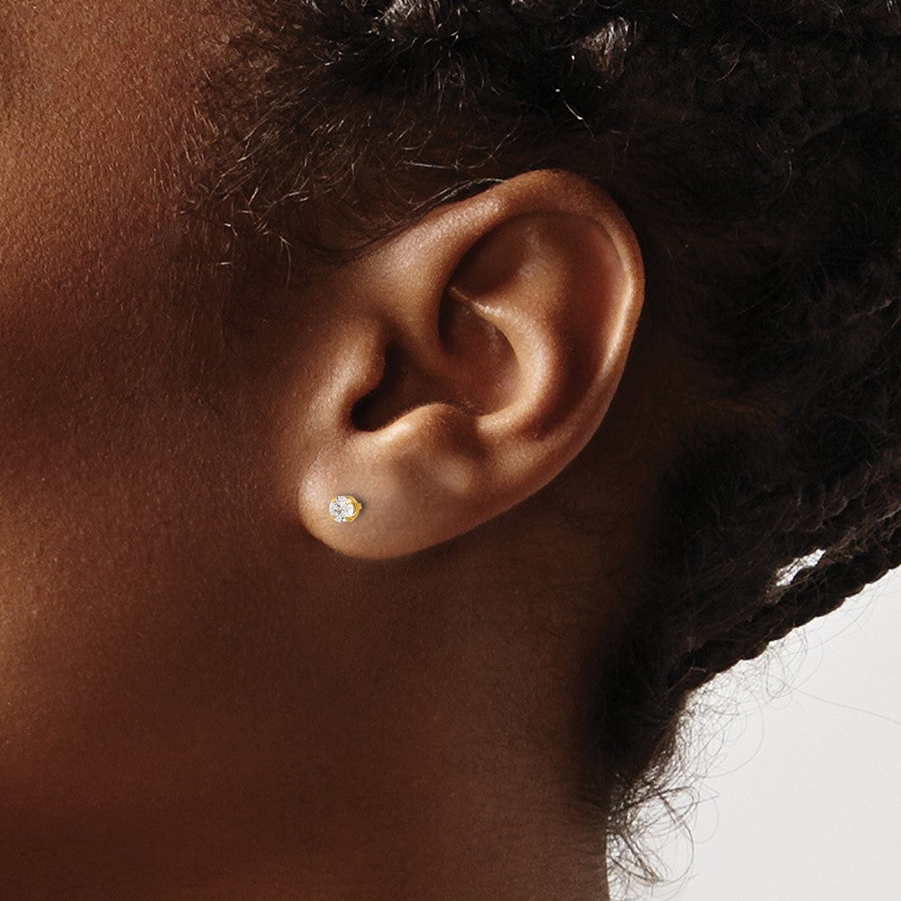 Inverness 14K Polished 3mm CZ Short Post Piercing Earrings