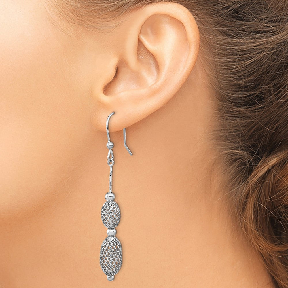 Sterling Silver Rhodium-plated Beaded Dangle Earrings