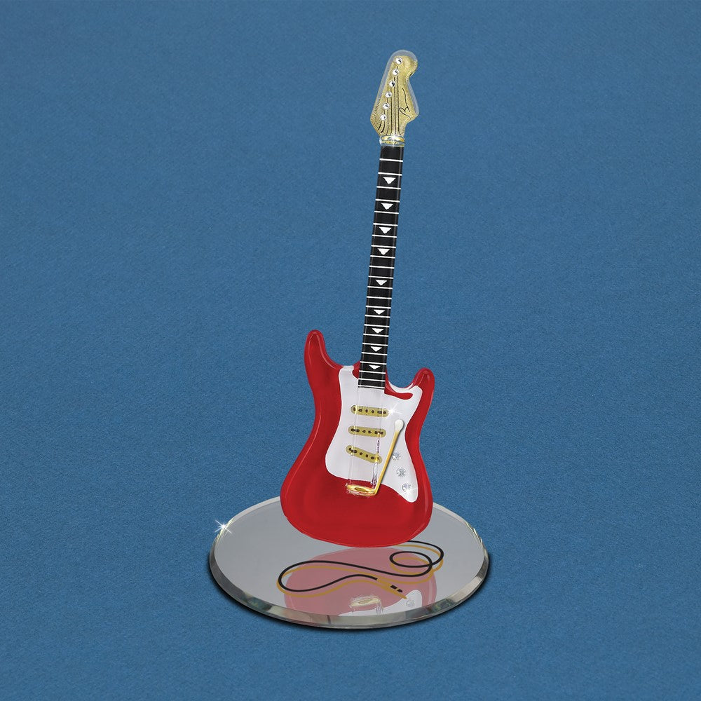 Glass Baron Red Vintage Electric Guitar Glass Figurine