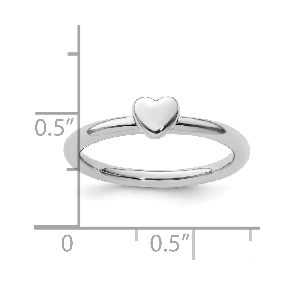 Sterling Silver Stackable Expressions Rhodium Puffed Heart Ring Size -7
