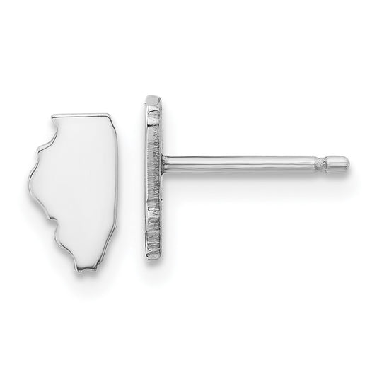 Sterling Silver/Rhodium-plated Illinois State Earrings
