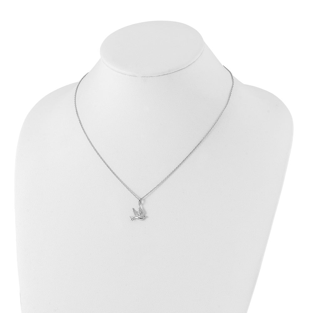 White Ice Sterling Silver Rhodium-plated 18 Inch Diamond Dove Necklace with 2 Inch Extender 18 Inches