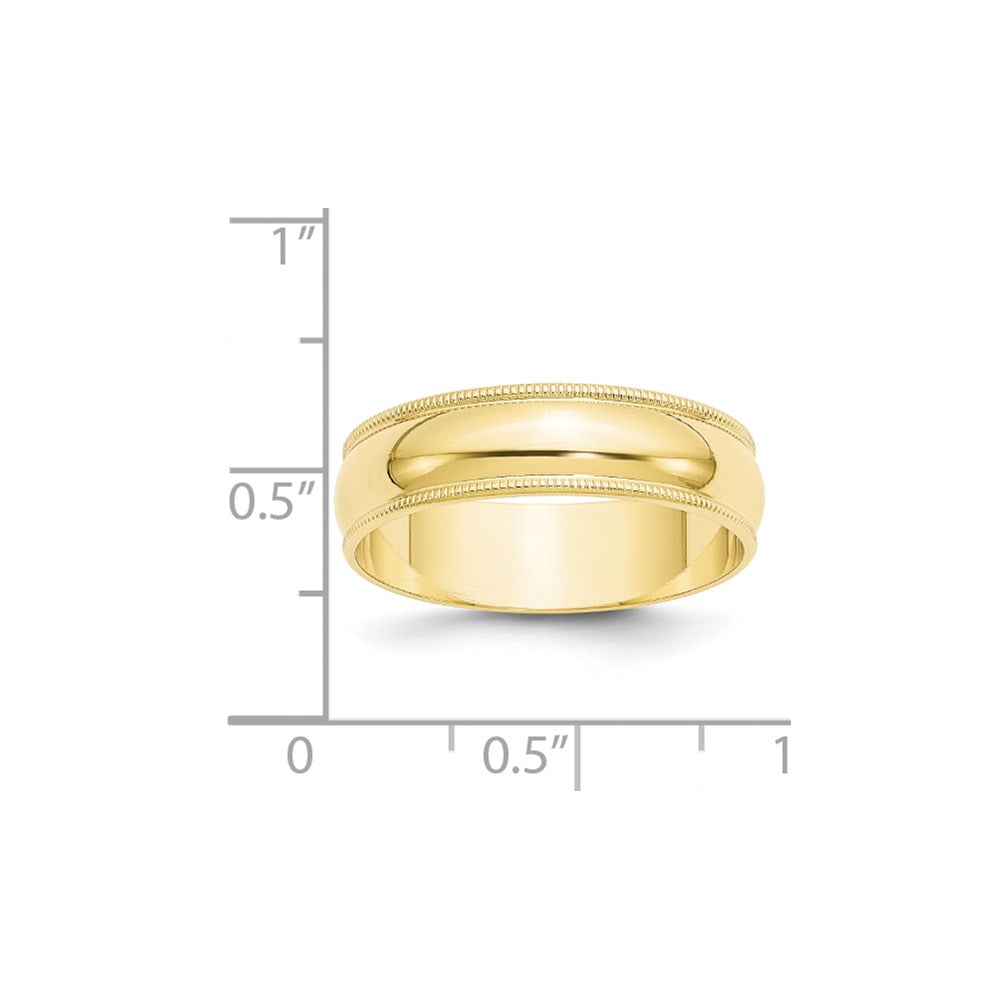 10k Yellow Gold 6mm Lightweight Milgrain Half Round Wedding Band Size 7