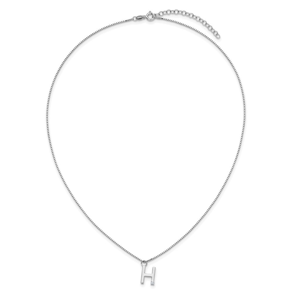 White Ice Sterling Silver Rhodium-plated 18 inch Diamond Letter H Initial Necklace plus 2 inch Extender 18 Inches