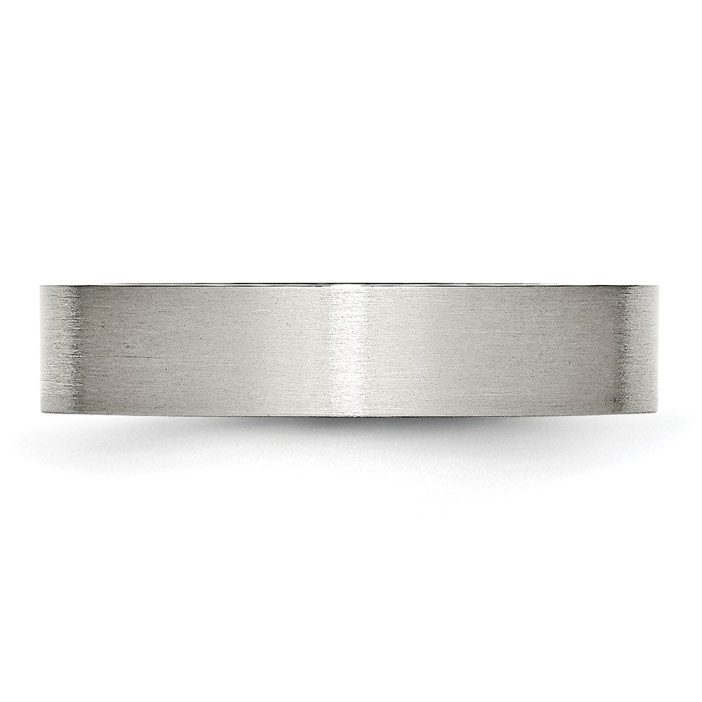 Stainless Steel Brushed 5mm Flat Band Size - 6