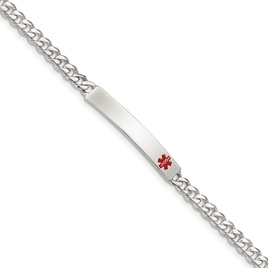 Sterling Silver Polished Medical Curb Link ID Bracelet 8.5 inches