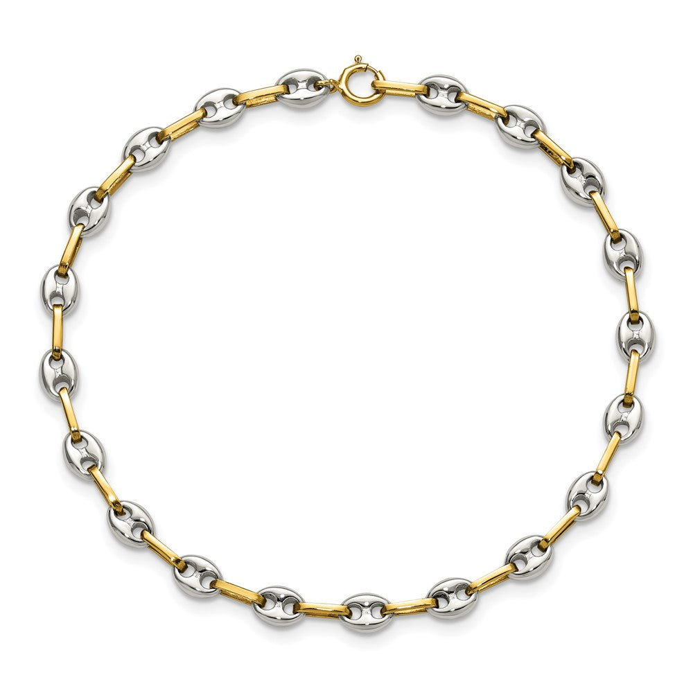 Chisel Stainless Steel Polished with 14K Gold Accent 7.5 inch Mariner Link Bracelet 7.25 inches